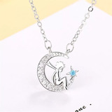 Collar Principito Luna Estrellas Mujer Plata 925 Lindo 