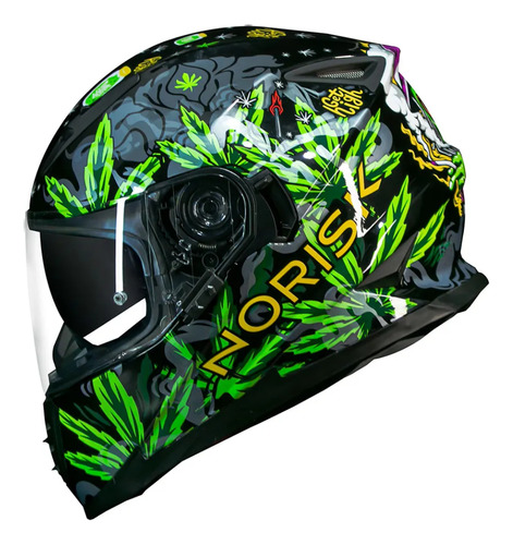 Capacete Motociclista Norisk Ff302 Magic Seeds Green