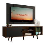 Rack Madesa Dubai Com Pés E Painel Tv Até 58 Polegadas 7kd8 Cor Rustic/preto/preto Mdes0200157kd8