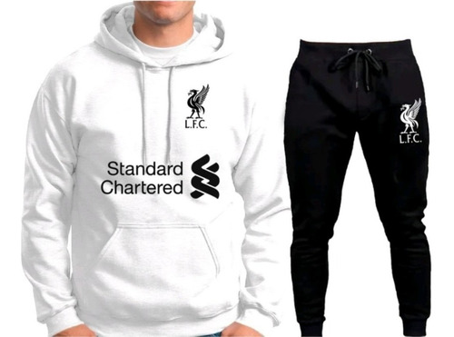 Conjunto De Moletom Liverpool Flanelado Canguru Ucl