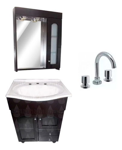 Set Baño Vanitory W 60 Peinador Vidrio Griferia Viva-ahora18 Mueble Wengue