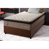 Conjunto Cama Box Espuma Atlanta Bege Solteiro 88x188x62