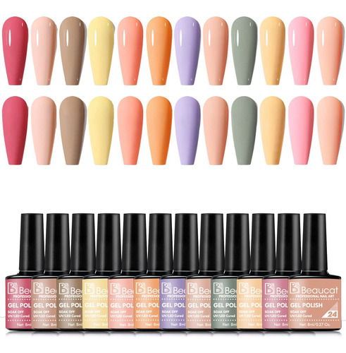 Gel Para Esmalte De Uñas Semipermanentes Beaucat (12 Kit De)