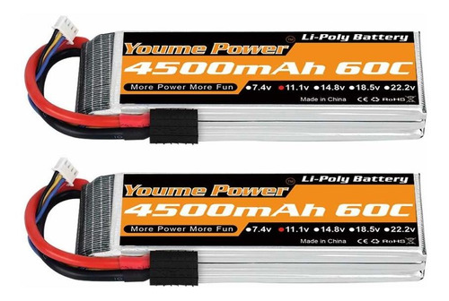 2 Baterias Lipo 11.1v 4500mah 60c 3s Youme Power