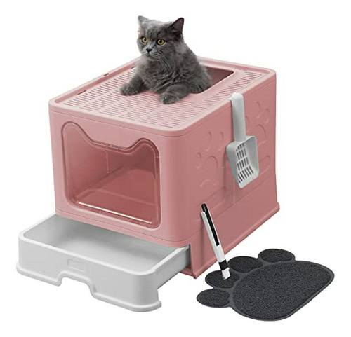 Caja De Arena Para Gatos Plegable Con Tapa, Grande Y Cubiert