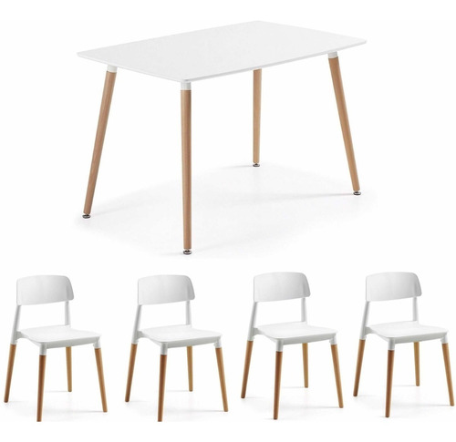 Juego De Comedor Mesa Eames 140 X 80 Y 6 Sillas Milan Ct