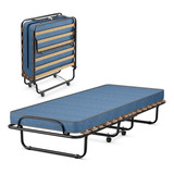 Cama De Metal Plegable Con Colchón Azul Italiana Gpl