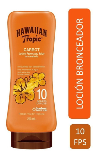 Loción Bronceadora Zanahoria Fps10 | Hawaiian Tropic | 240ml