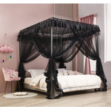 Cortinas De Cama Con Dosel Mengersi, Negras, Elegantes, Con