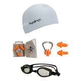 Kit De Natación Hydro Antiparras Gorra Tapones Oído