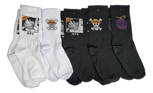 5 Pares De Calcetas Anime One Piece Dibujos Animados