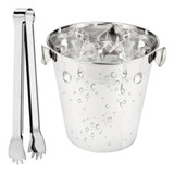 Balde De Gelo Em Aço Inox Com Pinça Ecolumi 1,3 Litros 14 Cm