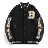 Harajuku Estilo De Béisbol Suelta Chaqueta De Cuero Bordado