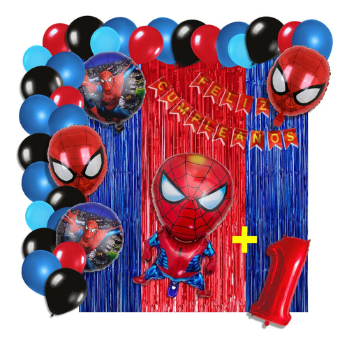 Kit De Decoración Globos Metálicos (48 Piezas) - Spiderman