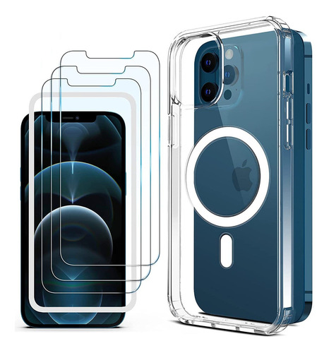 Funda Para iPhone Magnética Transparente 3 Película Templada