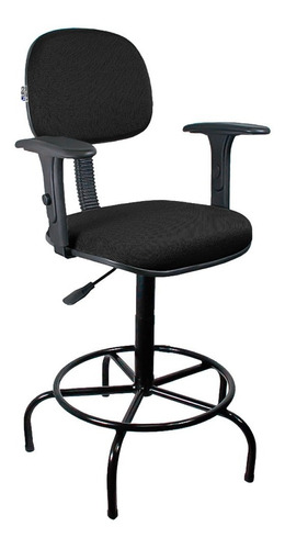 Cadeira Caixa Alta Balcão Secretária Anatomica Tecido Preto