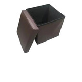 Puff Asiento Organizador Plegable Marron Tapa / Eco Cuero 