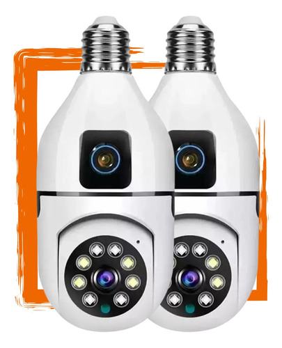 Kit 2 Câmera Lâmpada Dupla Segurança Wifi Visão Noturna 