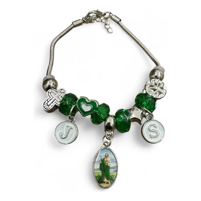 10 Pulseras Charms San Judas Tadeo Religiosa Ajustable Plateado 23 Cm 58.42 Cm | Envío gratis