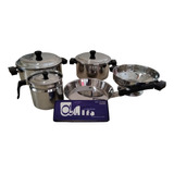 Bateria Juego Set 5 Piezas Inox Cocina Clasico Y Duradero 