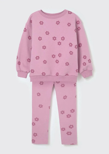 Conjunto Infantil Menina Em Moletom Estampado - Rosa