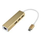 Usb-c A 3 Puertos Usb 3.0 Hub Con Adaptador Ethernet 