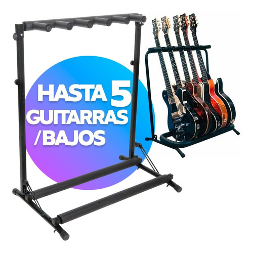 Soporte Stand Atril Multiple De Metal Para 5 Guitarras Bajos