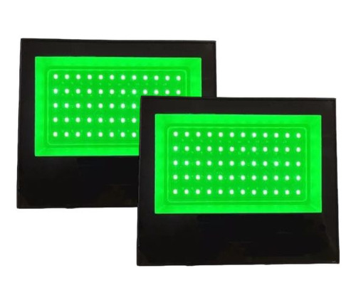 2x Refletor Holofote 100w Luz Verde Led Iluminação Jardim