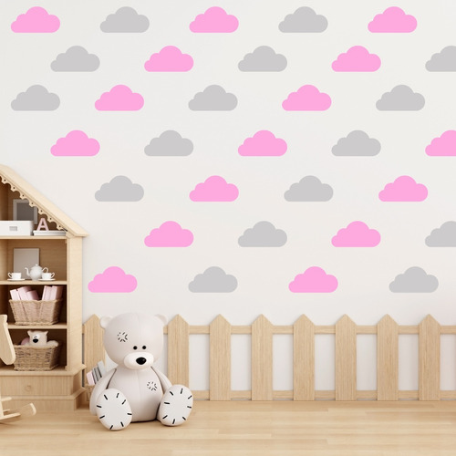 Kit Adesivo De Parede 100 Nuvens Decoração Quarto Infantil