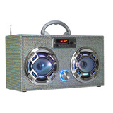 Mini Boombox Con Altavoces Led - Altavoz Bluetooth Retro Con