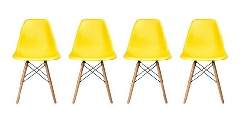 Pack De 4 Sillas Modernas Tipo Eames Dsw Color Amarillo