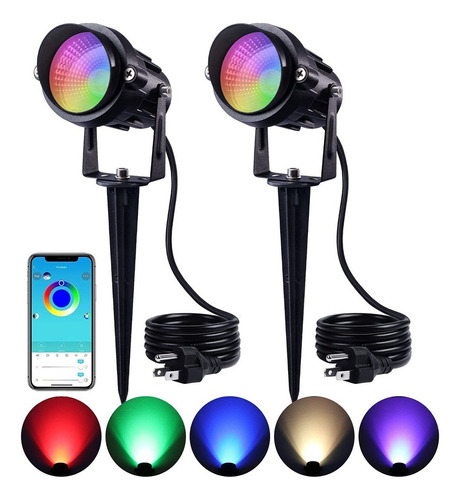 Reflectores Led Exterior De Luz Lampara Rgb Bylifity 15w Foco Luces Con Bluetooth Controller , Ip65, 16 Millones De Colores, Momento, Para Jardín Fiesta Halloween