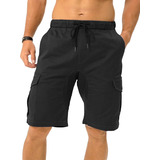 Bermuda Short Casual Para Hombre Bolsas Cargo Shendy Vendy