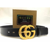 Cinturón Gucci Serpiente Oro Mate Color Negro 4cm De Ancho