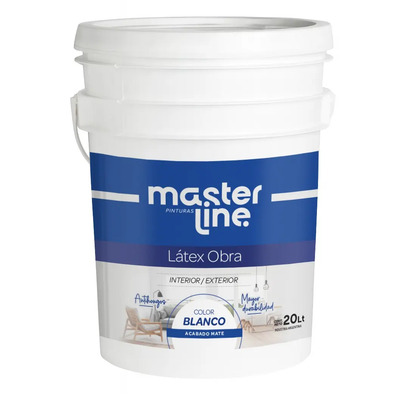 Pintura Látex MasterLine Blanco 20L Mate Antihongos Interior Exterior | MercadoLibre