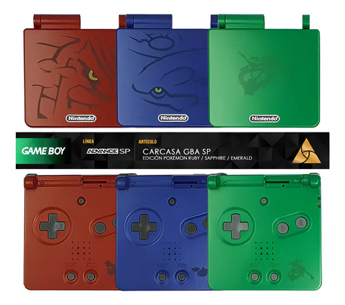 [ Kit Carcasa Gba Sp ] Pokémon Rubí Zafiro Esmeralda Tracia | Envío gratis