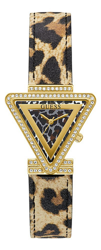 Guess Reloj Para Mujer Correa Animal Print En Tono Dorado