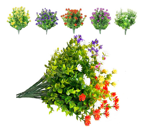 15 Macetas De Flores Artificiales Uv Resistentes Decoración