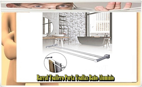 Toallero Barral Doble Porta Toallas Baño Aluminio 60cm-caba-