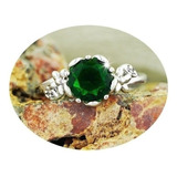 Anillo Mujer Elegante Esmeralda Cultivada Plata Ley .925