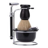 Set 4 Barba Hisopo Navaja Navajin Para Barbería Afeitar