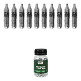 Kit 1000 Esferas Aço 4.5mm + 10 Cilindros Co2 12g Airsoft