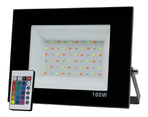 10  Refletor 100w Rgb Colorido Holofote Led Bivolt Slim Ip67