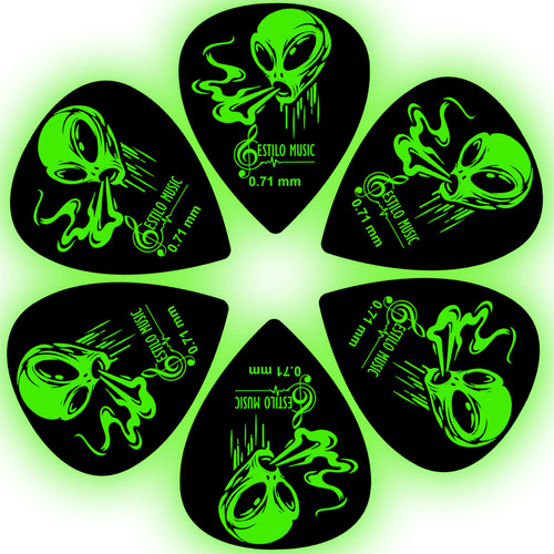 6 Plumillas Alien Toxic Puas P/ Guitarra Brilla En Oscuridad