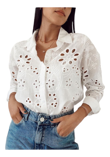 Blusa Importada Broderie Camisa Mujer Calada Zozulka