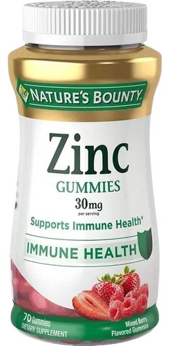 Nature's Bounty Zinc En Gomitas De 30 Mg Con 70 Gummies Sabor Bayas Mixtas