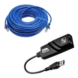 Conversor Usb 3.0 Rede10/100 + Cabo Rj45 15 Metros