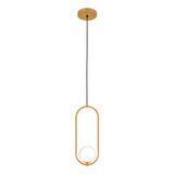 Luminária Pendente Teto Arco Globo Vidro Sala Cama Dourado