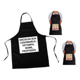 Kit C 3 Avental Preto Churrasqueiro Cozinheiro Personalizado