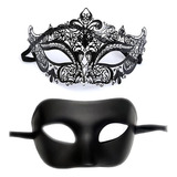 Veneciana Halloween Para Parejas Diamantes Metal Mascaras Ne